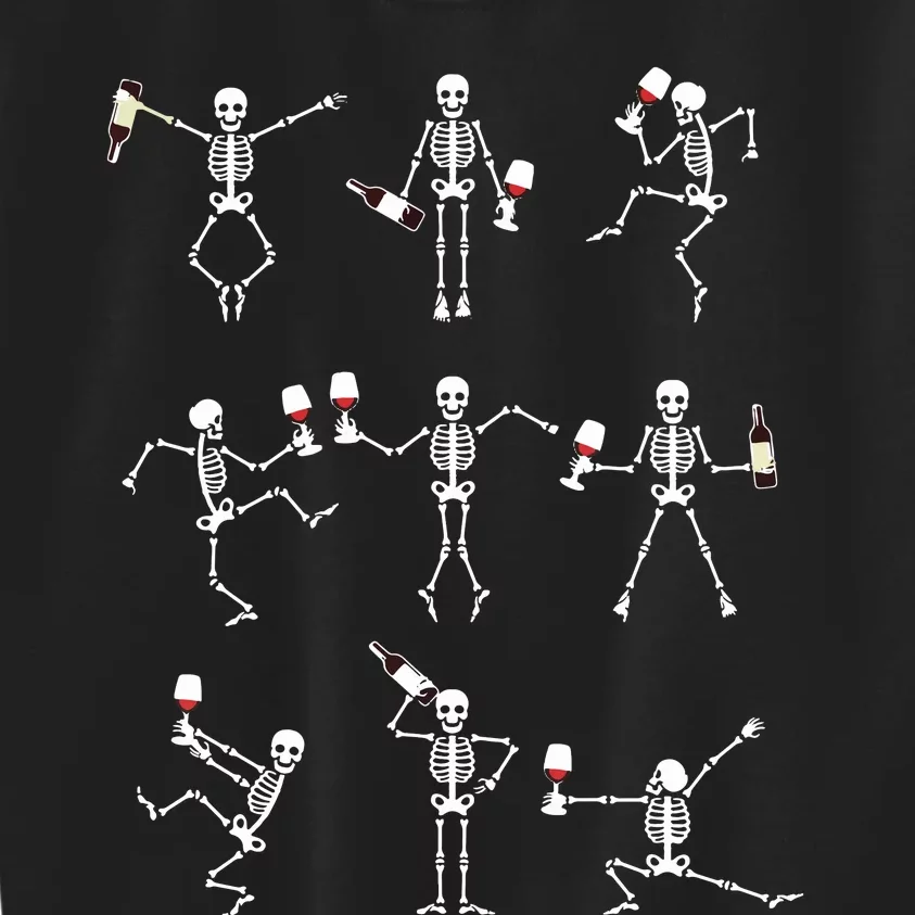 Skeleton Dancing With Hallo Wine Halloween Party Kids Sweatshirt