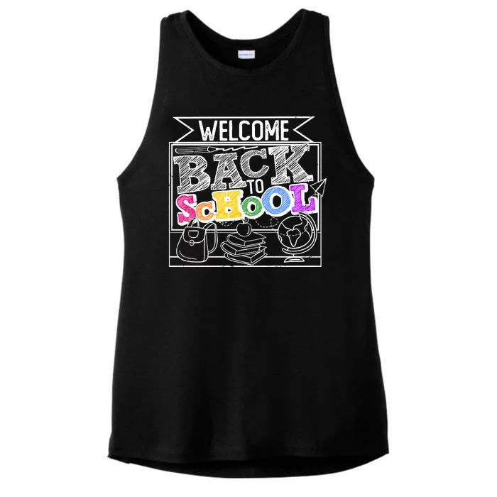 Sketchy Doodle Welcome Back To School Ladies Tri-Blend Wicking Tank