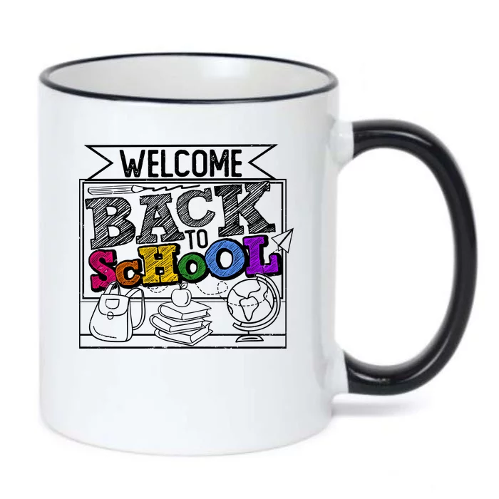 Sketchy Doodle Welcome Back To School Black Color Changing Mug