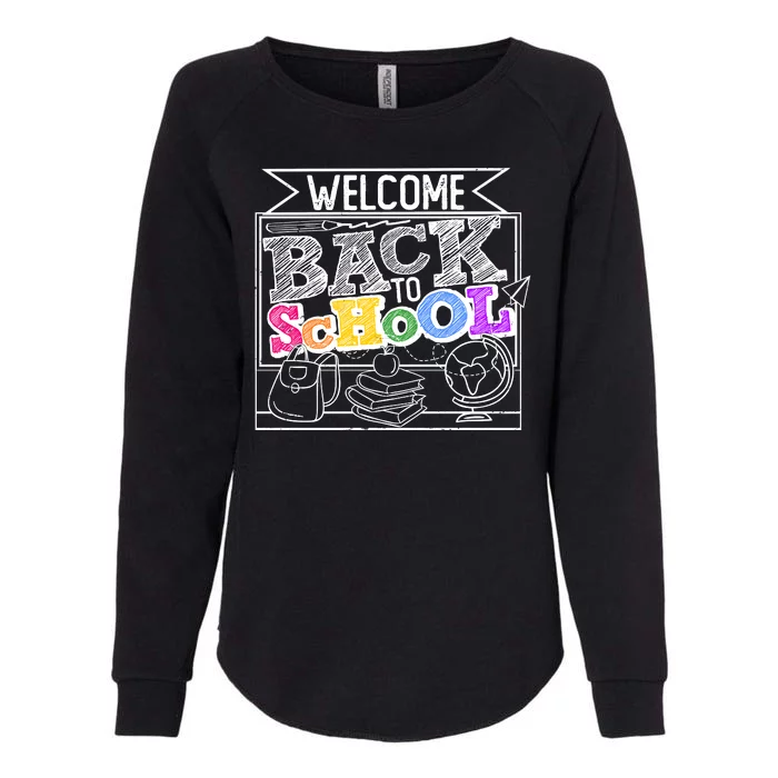 Sketchy Doodle Welcome Back To School Womens California Wash Sweatshirt