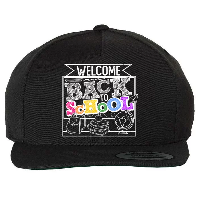 Sketchy Doodle Welcome Back To School Wool Snapback Cap