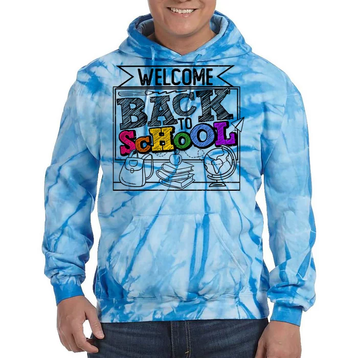 Sketchy Doodle Welcome Back To School Tie Dye Hoodie