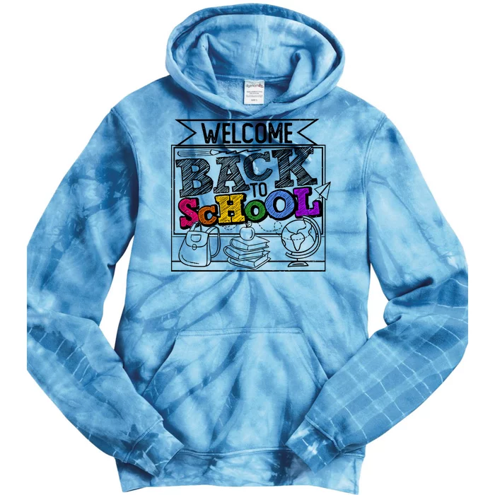 Sketchy Doodle Welcome Back To School Tie Dye Hoodie