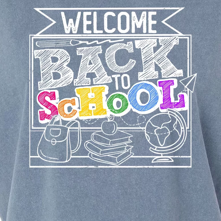 Sketchy Doodle Welcome Back To School Garment-Dyed Women's Muscle Tee