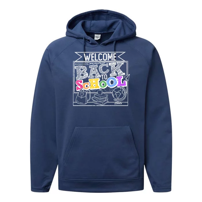 Sketchy Doodle Welcome Back To School Performance Fleece Hoodie