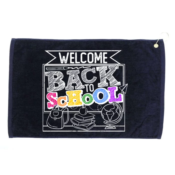 Sketchy Doodle Welcome Back To School Grommeted Golf Towel