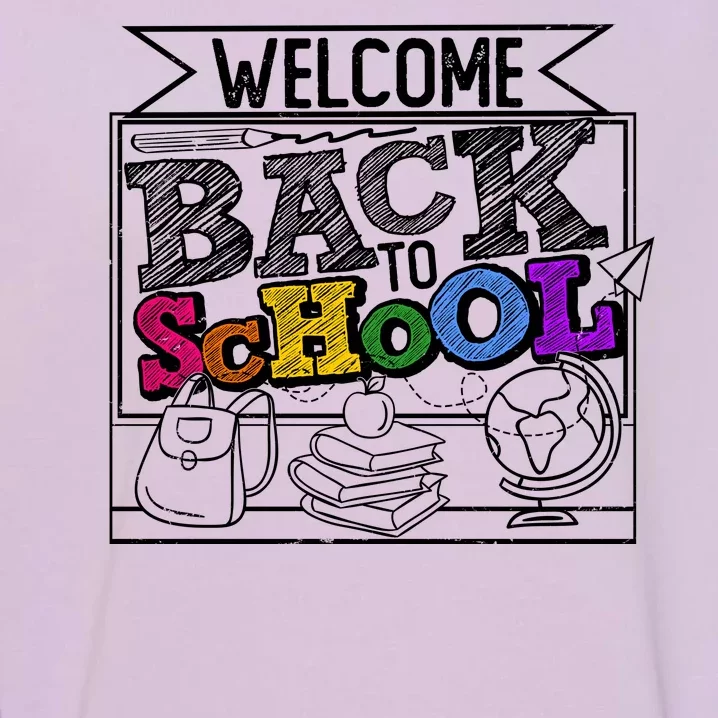 Sketchy Doodle Welcome Back To School Garment-Dyed Sweatshirt