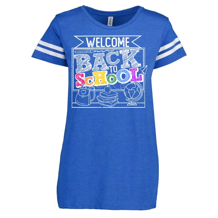 Sketchy Doodle Welcome Back To School Enza Ladies Jersey Football T-Shirt