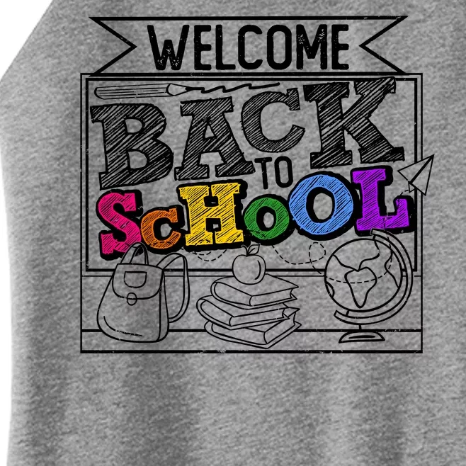 Sketchy Doodle Welcome Back To School Women’s Perfect Tri Rocker Tank