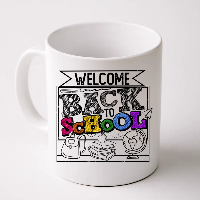 Sketchy Doodle Welcome Back To School Front & Back Coffee Mug