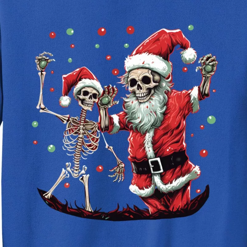 Skeleton Dancing With Santa Claus Christmas Tree Xmas Lights Gift Sweatshirt