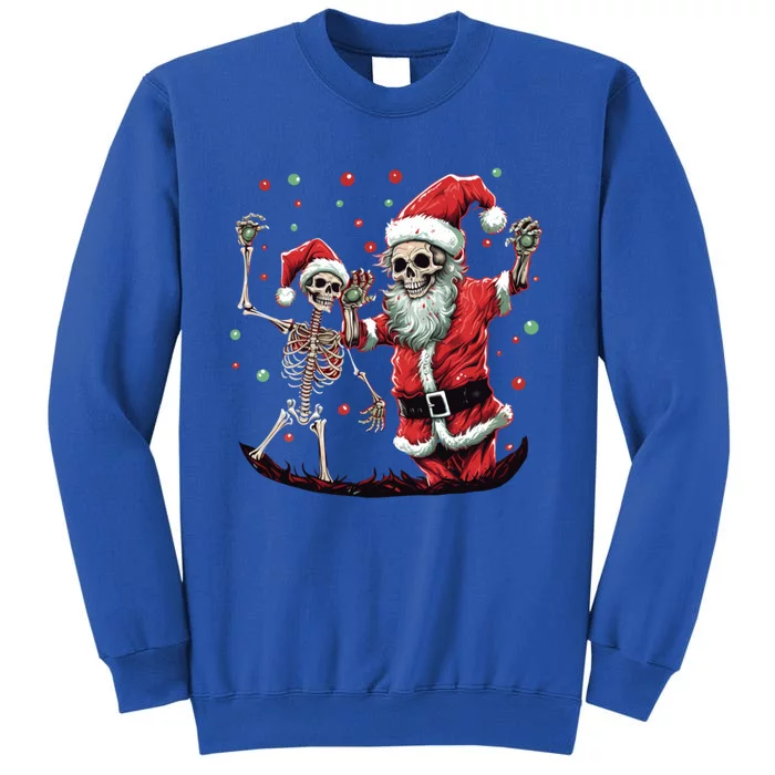 Skeleton Dancing With Santa Claus Christmas Tree Xmas Lights Gift Sweatshirt