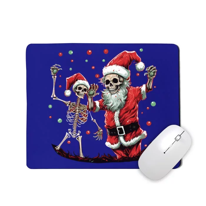 Skeleton Dancing With Santa Claus Christmas Tree Xmas Lights Gift Mousepad