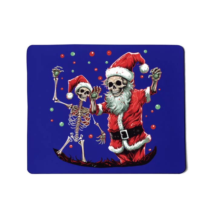 Skeleton Dancing With Santa Claus Christmas Tree Xmas Lights Gift Mousepad