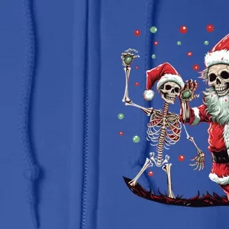 Skeleton Dancing With Santa Claus Christmas Tree Xmas Lights Gift Full Zip Hoodie