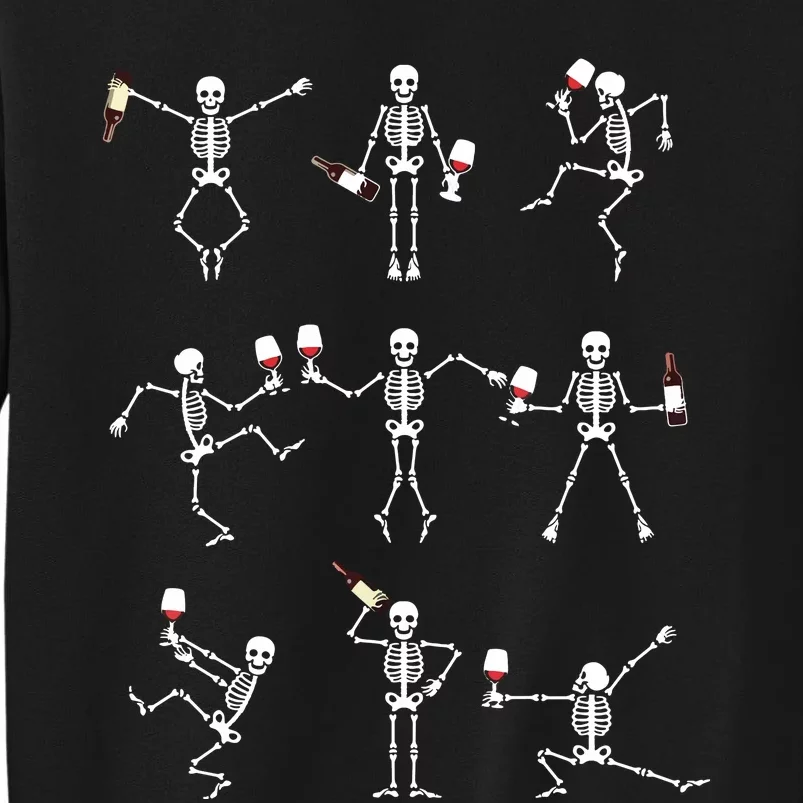 Skeleton Dancing With Hallo Wine Halloween Party Sweatshirt