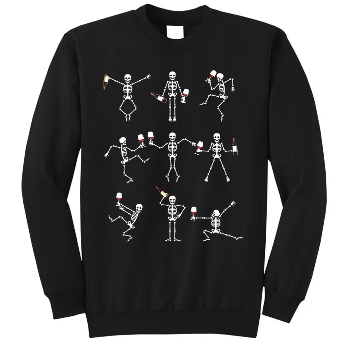 Skeleton Dancing With Hallo Wine Halloween Party Sweatshirt