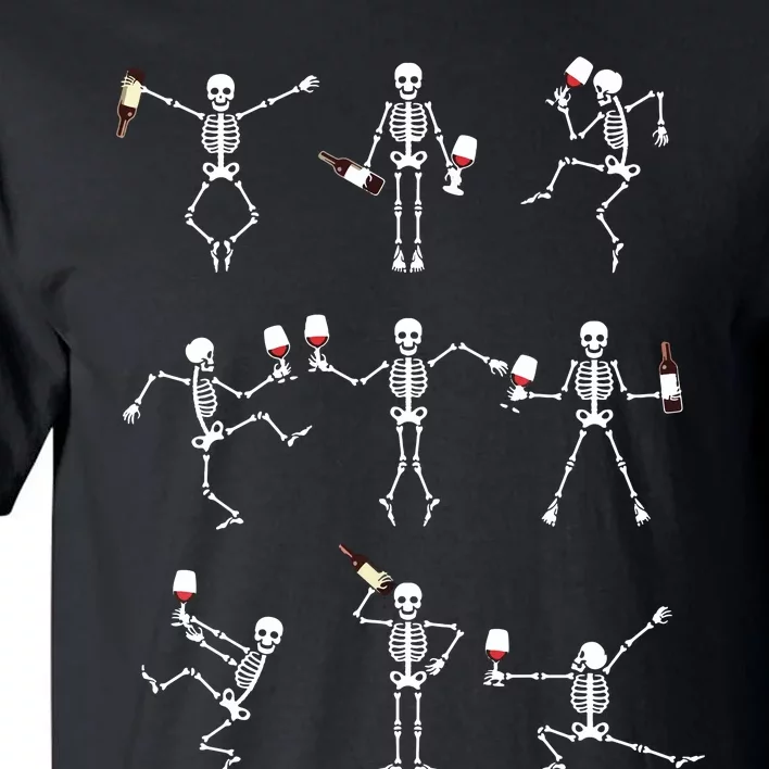 Skeleton Dancing With Hallo Wine Halloween Party Tall T-Shirt