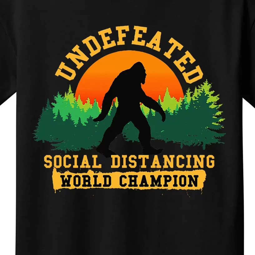 Social Distancing World Champion Funny Bigfoot Kids T-Shirt