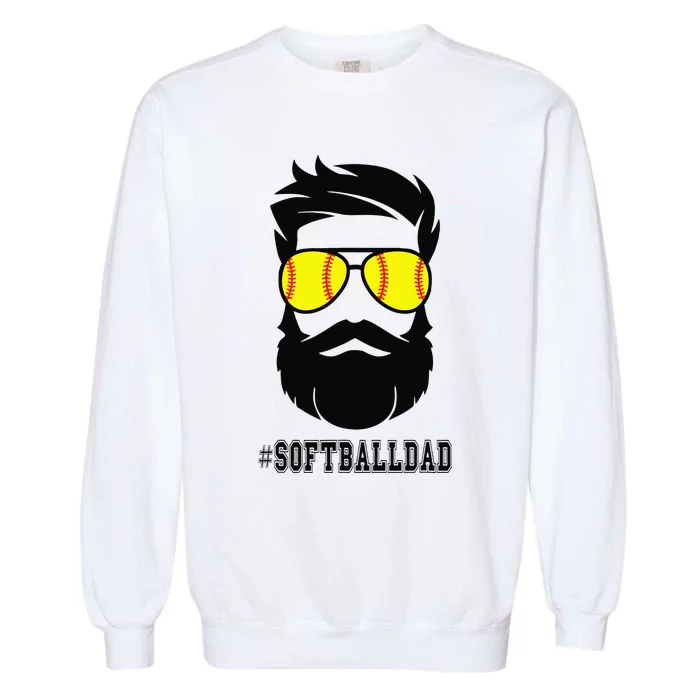 Softball Dad With Beard And Cool Sunglasses Garment-Dyed Sweatshirt