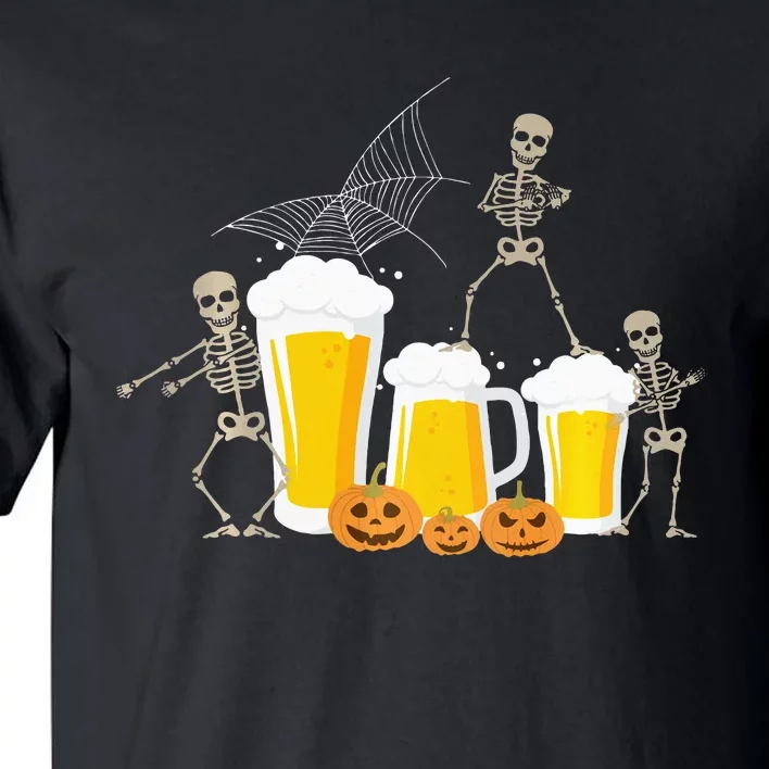 Skeleton Dance With Beer Mugs Halloween Fun Drinking Adults Tall T-Shirt