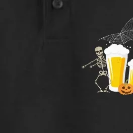 Skeleton Dance With Beer Mugs Halloween Fun Drinking Adults Dry Zone Grid Performance Polo