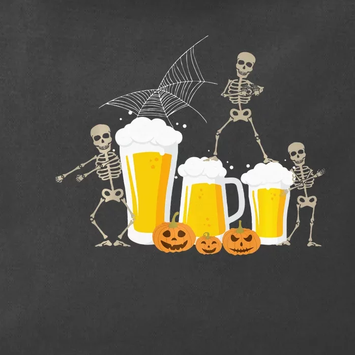 Skeleton Dance With Beer Mugs Halloween Fun Drinking Adults Zip Tote Bag