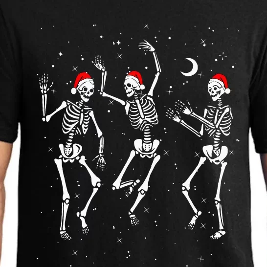 Skeletons Dancing With Xmas Hats Funny Christmas Skeleton Pajama Set