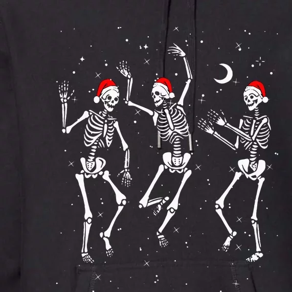 Skeletons Dancing With Xmas Hats Premium Hoodie