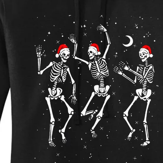 Skeletons Dancing With Xmas Hats Women's Pullover Hoodie