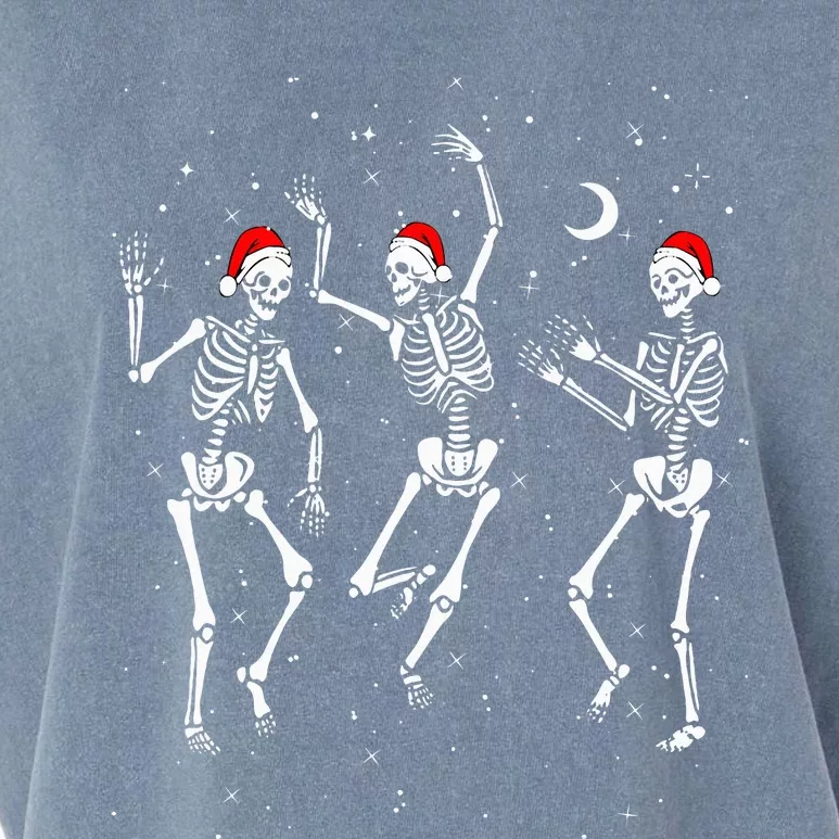 Skeletons Dancing With Xmas Hats Garment-Dyed Women's Muscle Tee