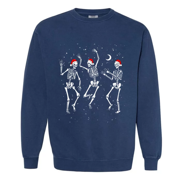 Skeletons Dancing With Xmas Hats Garment-Dyed Sweatshirt