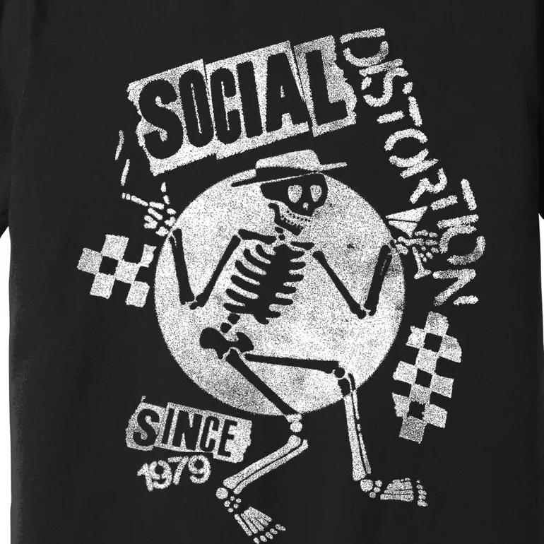 Social Distortion White Spray Skelly Premium T-Shirt