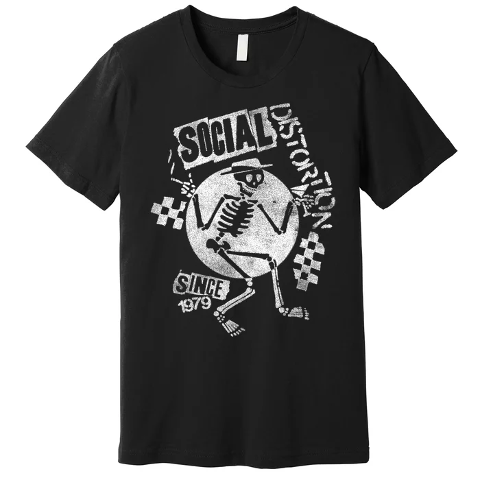 Social Distortion White Spray Skelly Premium T-Shirt