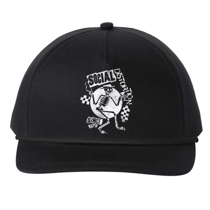 Social Distortion White Spray Skelly Snapback Five-Panel Rope Hat