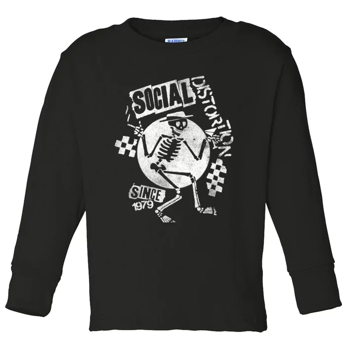 Social Distortion White Spray Skelly Toddler Long Sleeve Shirt