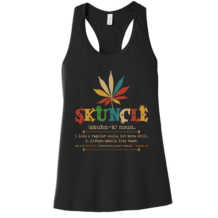 Skuncle Definition Weed Gifts For Uncle,Marijuana Leaf Stoner Uncle Women's Racerback Tank