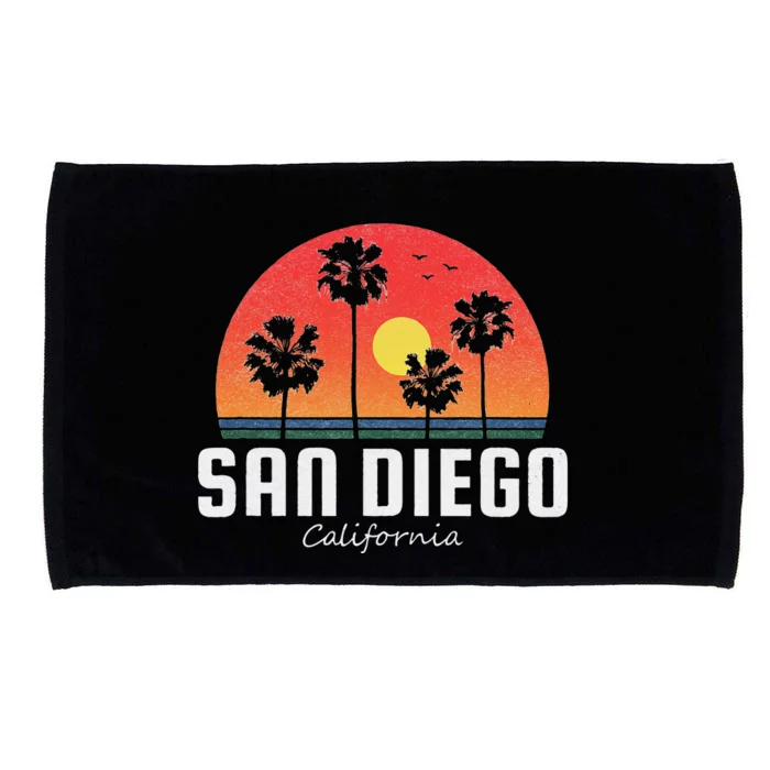 San Diego Women Vintage Retro Beach Sunset Microfiber Hand Towel