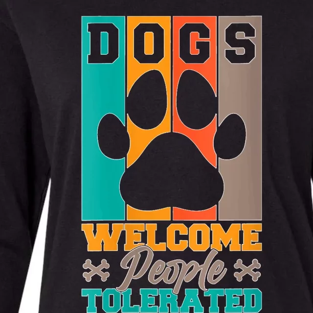 S Dogs Welcome People Tolerated V Neck Womens Cotton Relaxed Long Sleeve T-Shirt