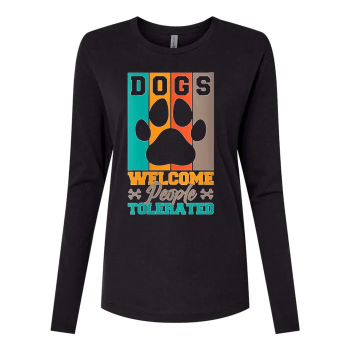 S Dogs Welcome People Tolerated V Neck Womens Cotton Relaxed Long Sleeve T-Shirt