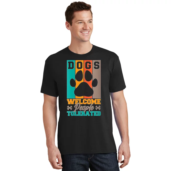 S Dogs Welcome People Tolerated V Neck T-Shirt