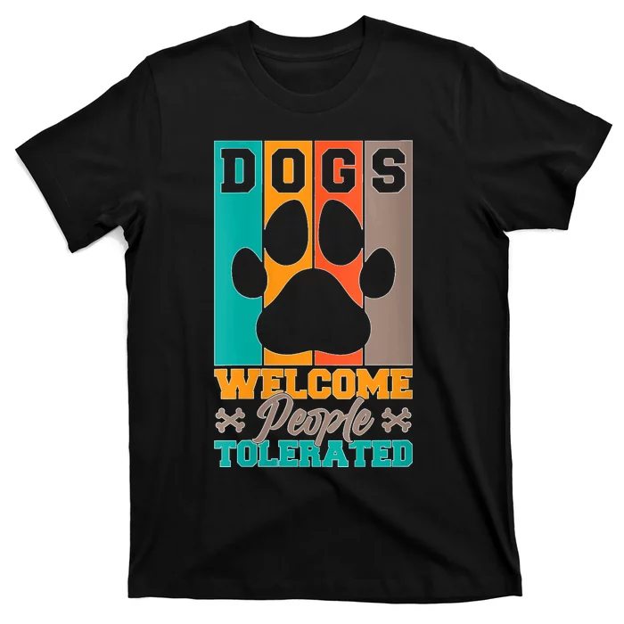 S Dogs Welcome People Tolerated V Neck T-Shirt