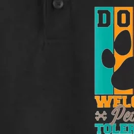 S Dogs Welcome People Tolerated V Neck Dry Zone Grid Performance Polo