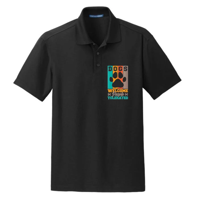 S Dogs Welcome People Tolerated V Neck Dry Zone Grid Performance Polo