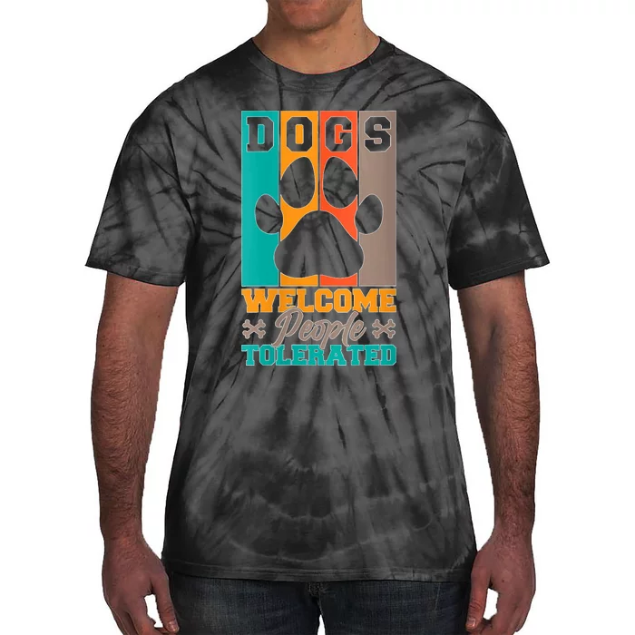 S Dogs Welcome People Tolerated V Neck Tie-Dye T-Shirt