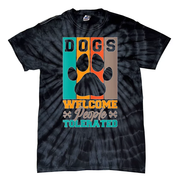 S Dogs Welcome People Tolerated V Neck Tie-Dye T-Shirt