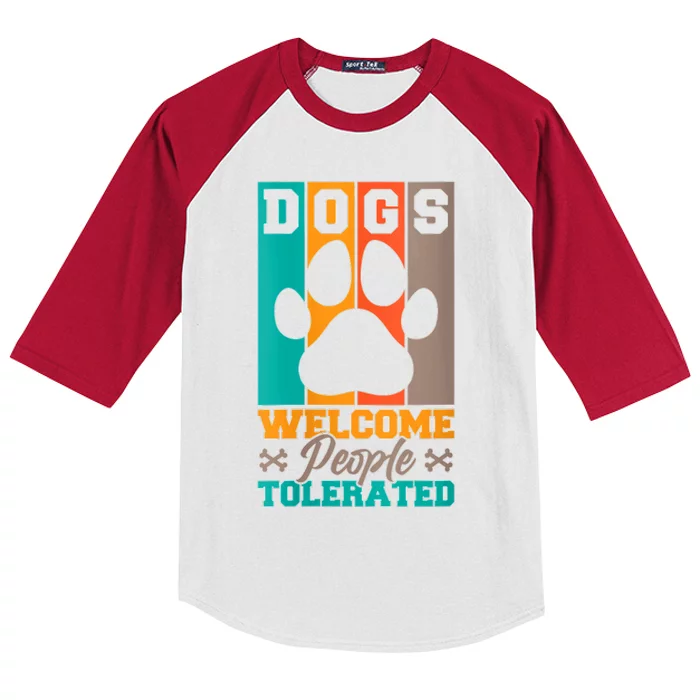 S Dogs Welcome People Tolerated V Neck Kids Colorblock Raglan Jersey