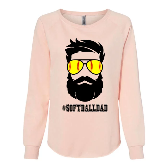 Softball Dad With Beard And Cool Sunglasses Cute Gift Womens California Wash Sweatshirt