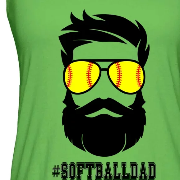 Softball Dad With Beard And Cool Sunglasses Cute Gift Ladies Essential Flowy Tank