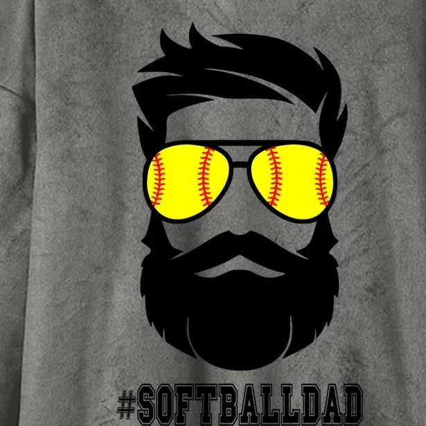 Softball Dad With Beard And Cool Sunglasses Cute Gift Hooded Wearable Blanket